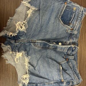 Levi's Blue Jean Shorts with Frayed Hem